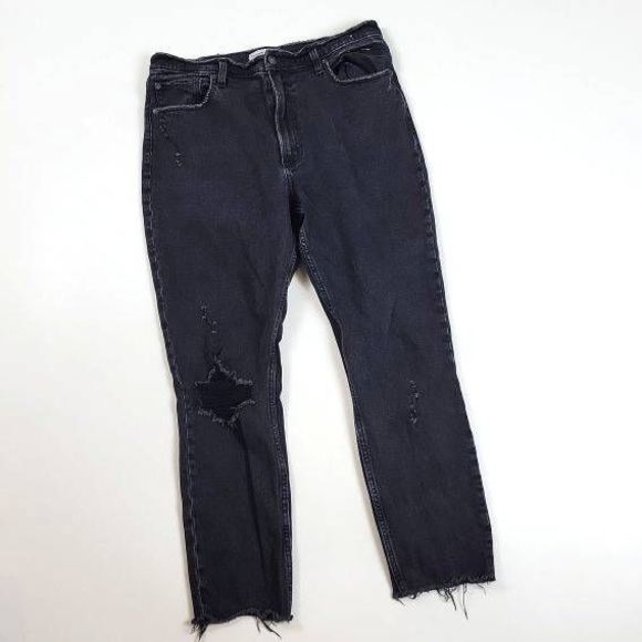 Abercrombie & Fitch Denim - Abercrombie & Fitch The Skinny High Rise Distressed Black Jeans Womens Size 30